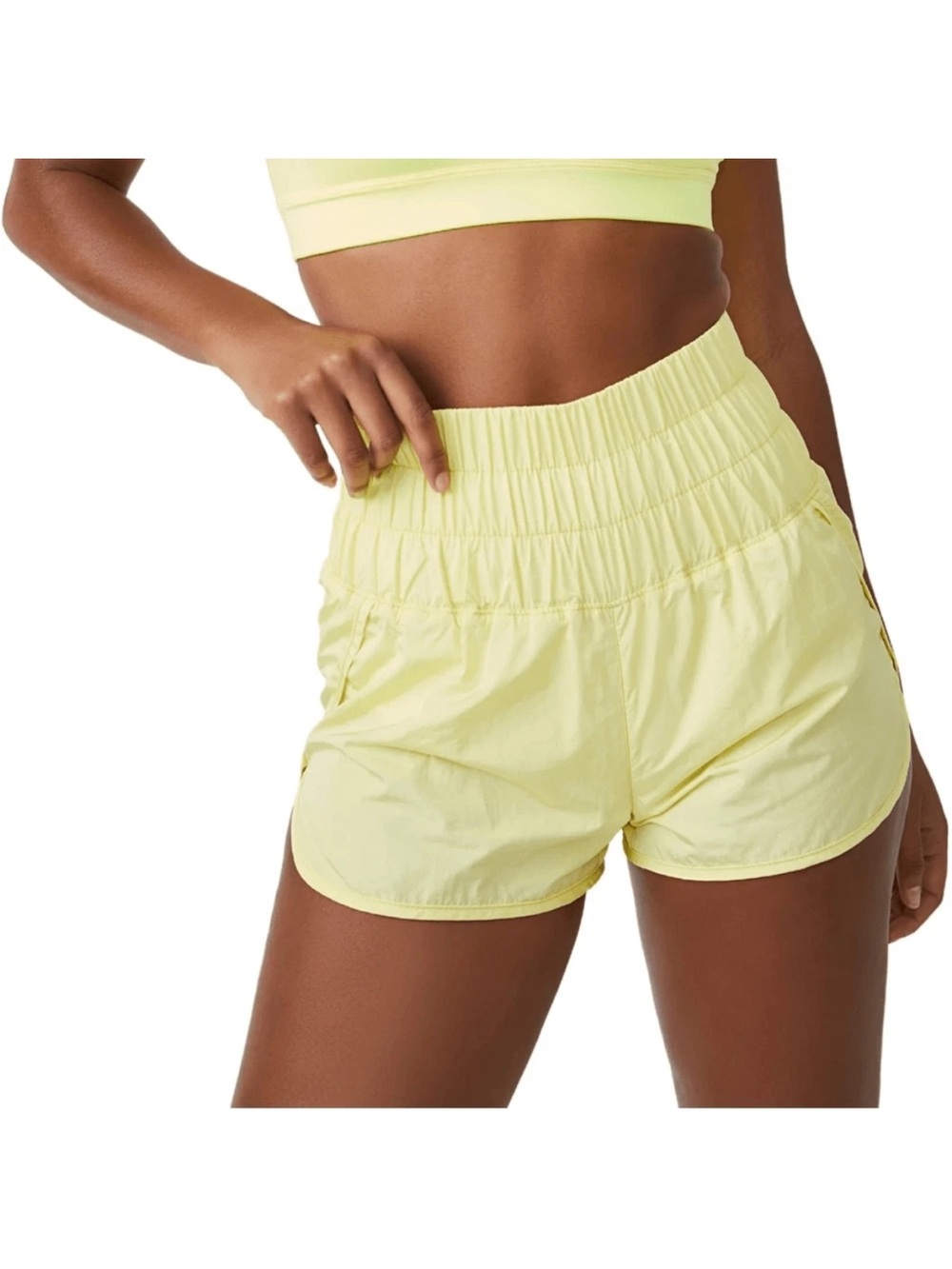 FP Movement by Free People ‘The Way Home’ High-Waist Athletic Shorts, Lemon, M
